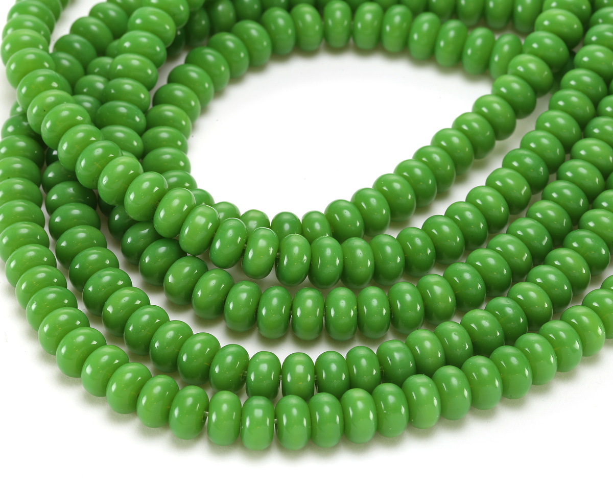 Apple Green Glass Rondelle 5x8mm