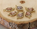Peach Moonstone w/ Gold Finish Faceted Teardrop Focal 10x12mm