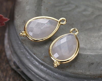 Blue Rose Quartz w/ Gold Finish Faceted Teardrop Focal 12x21mm