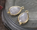 Blue Rose Quartz w/ Gold Finish Faceted Teardrop Focal 12x21mm
