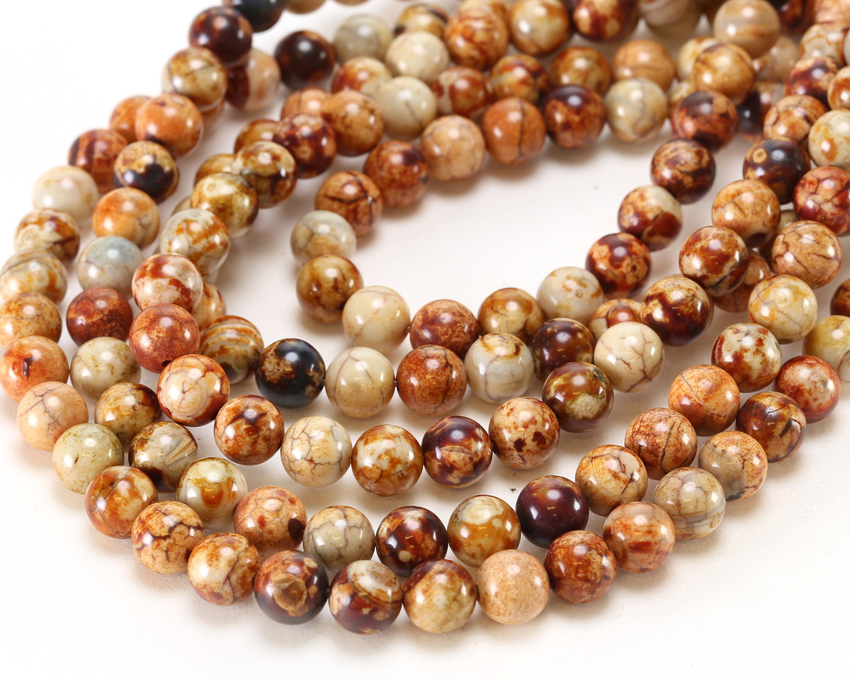 Tibetan (Dzi) Agate Molten Pattern Round 8mm