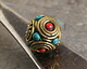 Nepalese Brass w/ Turquoise & Coral Rondelle Bead 14-16x17-18mm
