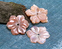 Pink Shell Carved Plumeria Blossom Center-Hole 15mm