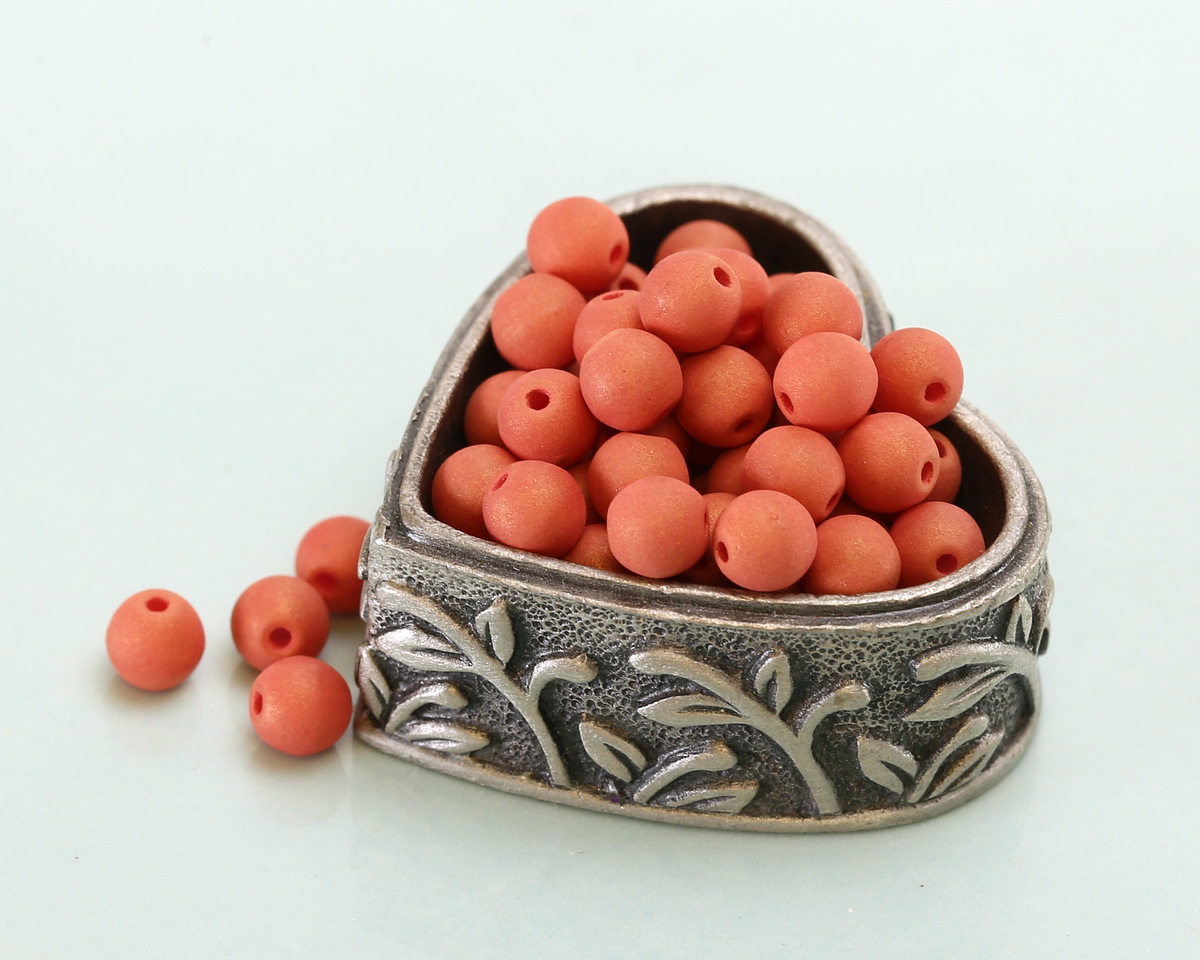 Czech Glass ColorTrends: Terra Cotta Blaze Round 4mm