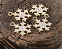 Enamel White Snowflake w/ Clear Crystal Focal 15x20mm