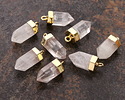 Rock Crystal Quartz Point w/ Gold Finish 8x16mm