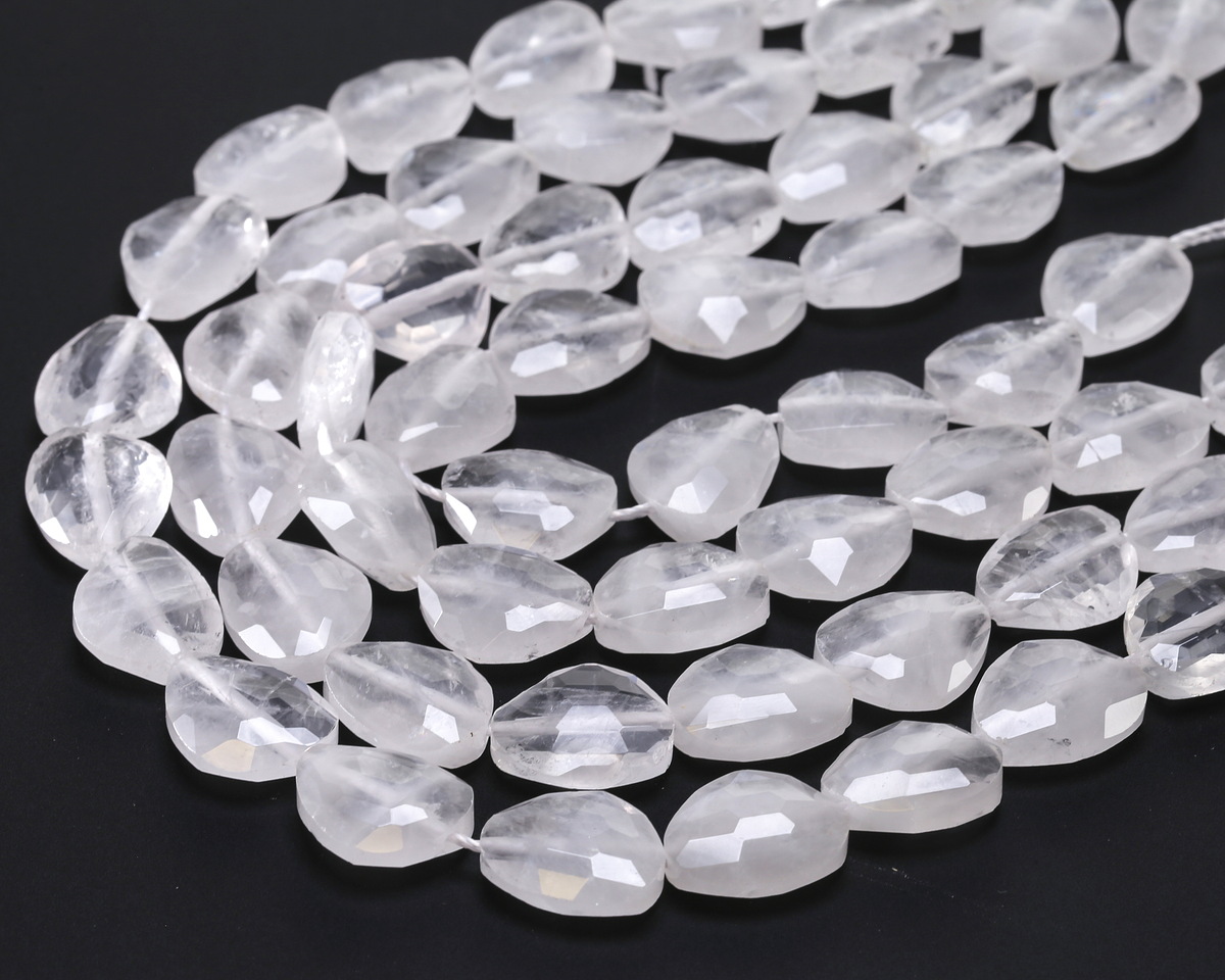 Rock Crystal Quartz Microfaceted Puff Pear 13x16mm