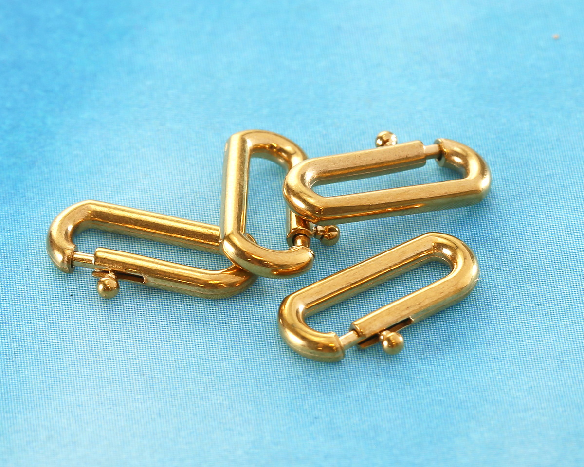 Waterproof 18K Gold PVD Plated Stainless Steel Medium Oval Spring Ring Clasp 6x14mm