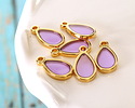 24K Gold (Plated) Transparent Lilac Resin Drop Focal 8x15mm