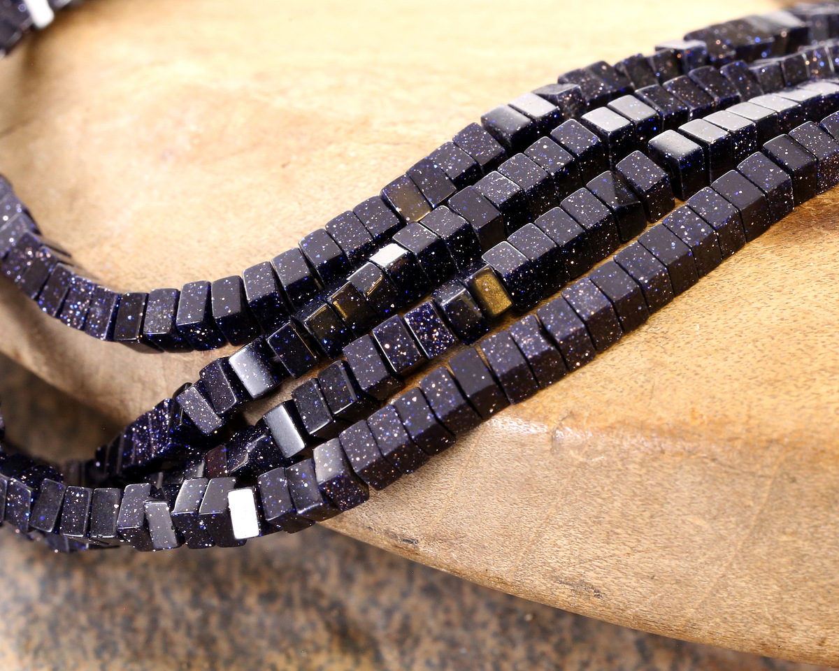 Blue Goldstone Squaredelle 2x3mm