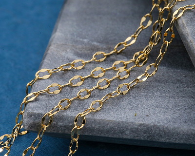Hamilton Gold (plated) Half Flat Delicate Cable Chain 25' spool