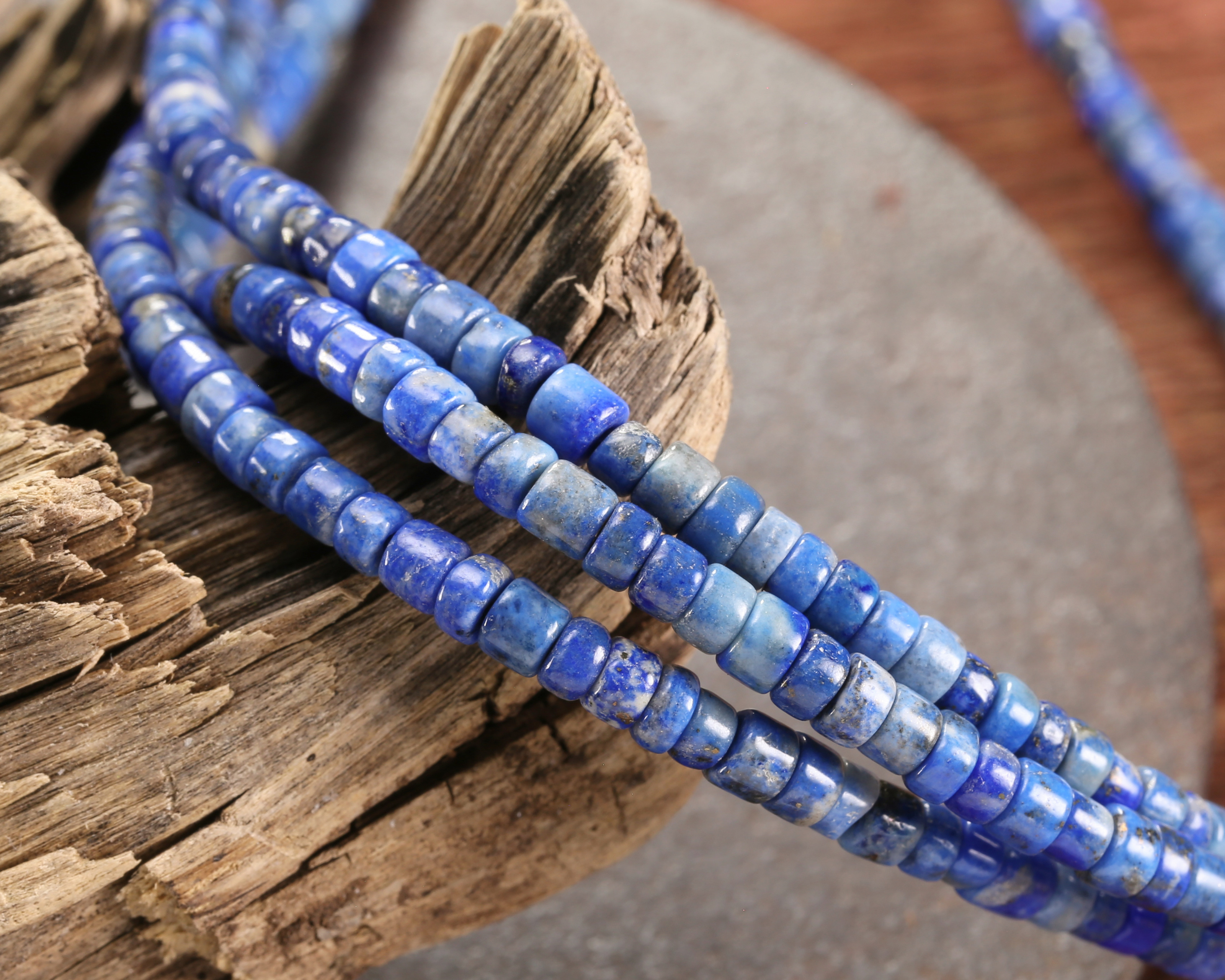 Denim Lapis Heishi 2.5x4mm