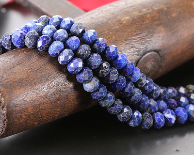 Lapis Faceted Rondelle 4.5x6mm