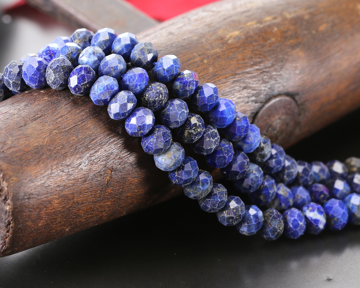 Lapis Faceted Rondelle 4.5x6mm