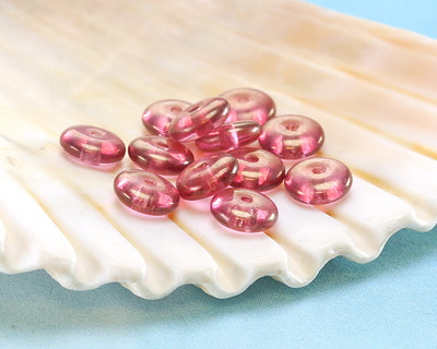 Czech Glass Raspberry w/ Gold Luster Spacer 2x6mm