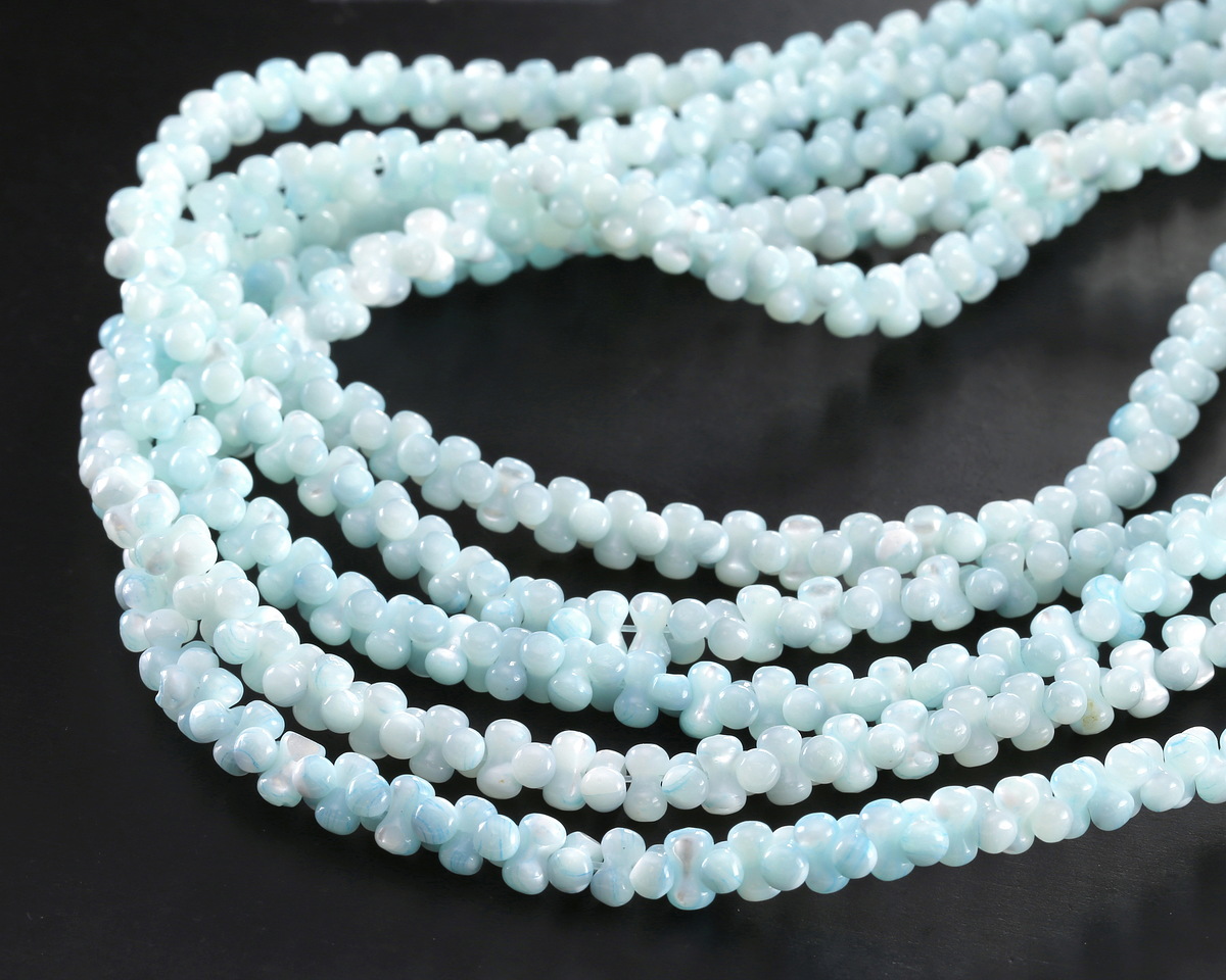 Aqua Mother of Pearl Peanut Beads 4x8mm