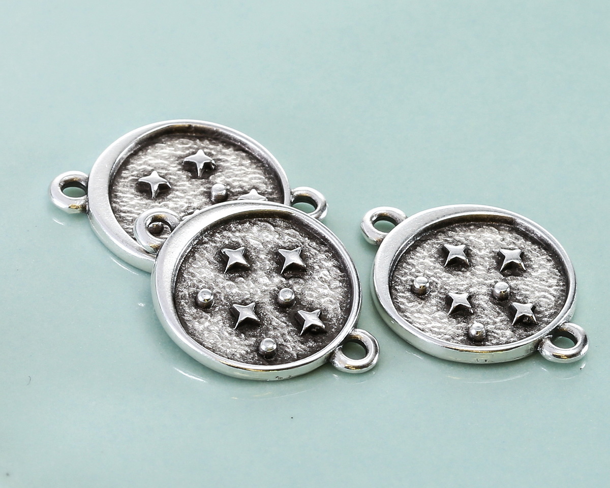 Antique Silver (plated) Starry Night Focal Link 15x20mm