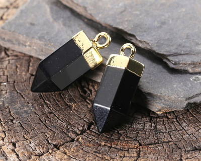 Black Obsidian Point w/ Gold Finish 8x16mm