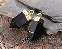 Black Obsidian Point w/ Gold Finish 8x16mm
