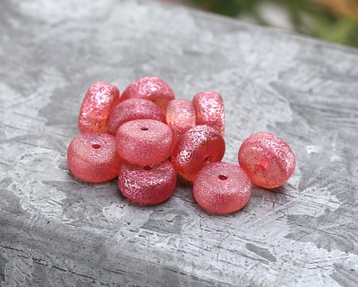 Czech Glass Textured Rosaline w/ Metallic Pink Wash Heishi 4x8mm