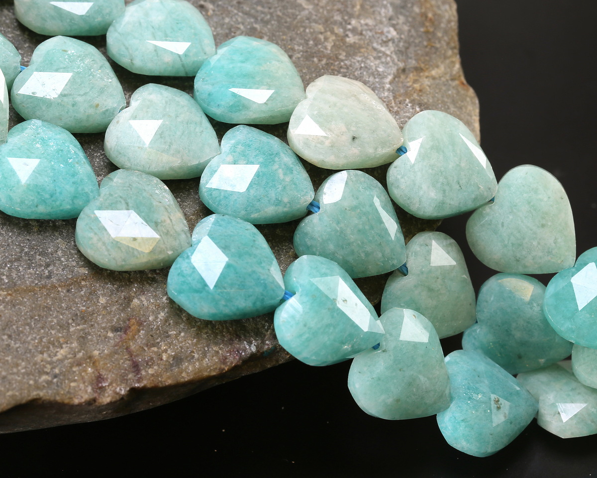 Brazilian Amazonite Microfaceted Heart 13-14mm