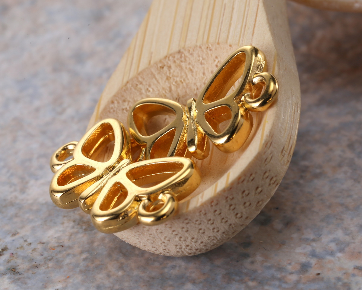 24K Gold (plated) Openwork Butterfly Focal Link 17.5x10mm
