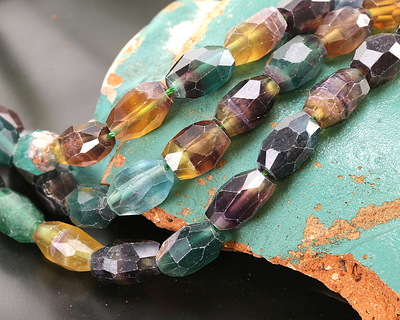 Rainbow Fluorite Microfaceted Long Nugget 9x14mm