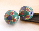 Nepalese Turquoise, Lapis & Coral Dots Round Bead 21-22mm
