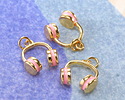 Rose Enamel w/ Gold Finish Headphones Charm 14x16mm