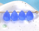 Light Sapphire Beach-Style Glass Teardrop Focal 14x10mm