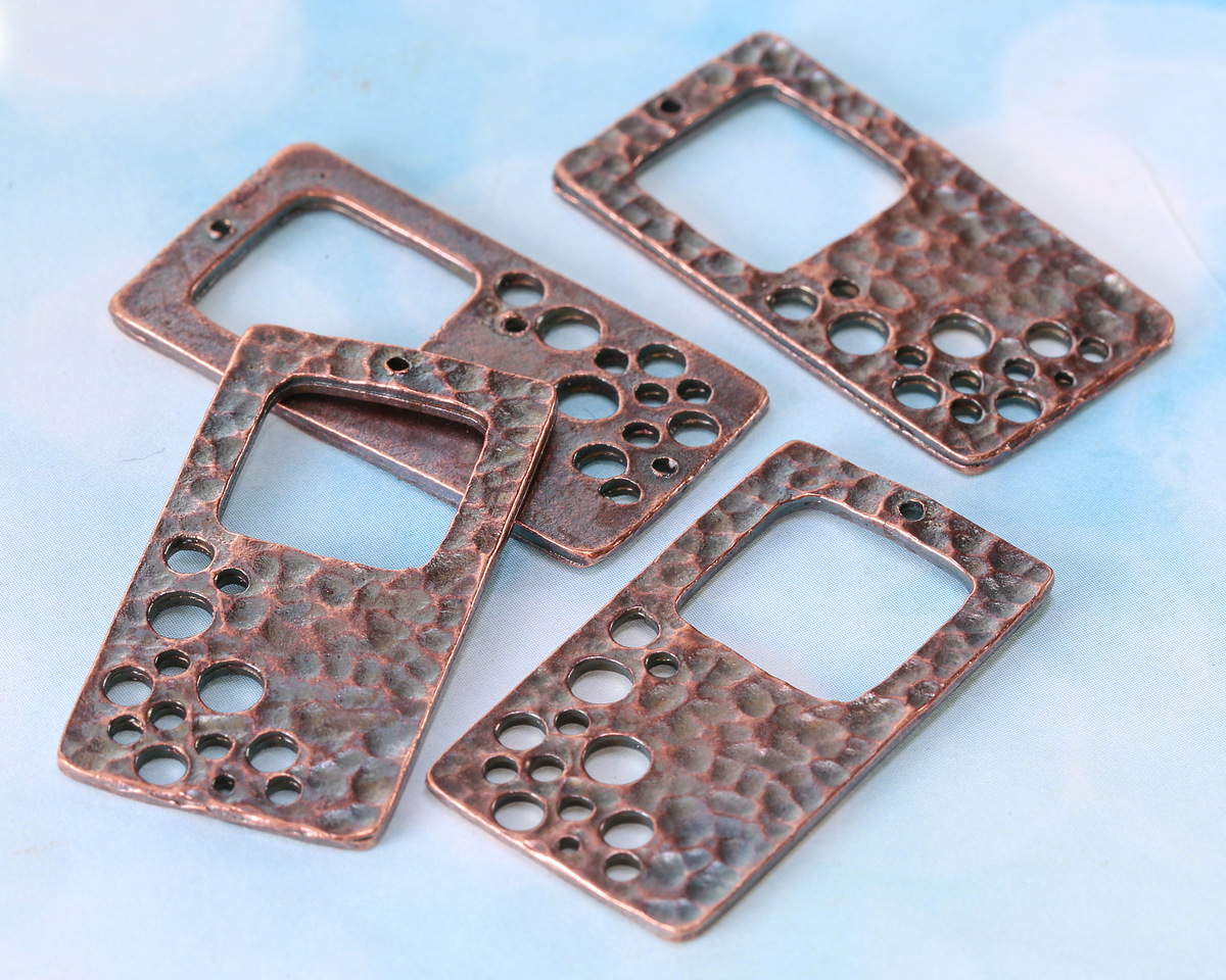 Mykonos Antique Copper (plated) Space Stencil Rectangle Focal 40x22mm