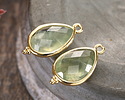 Prehnite w/ Gold Finish Faceted Teardrop Focal 12x21mm