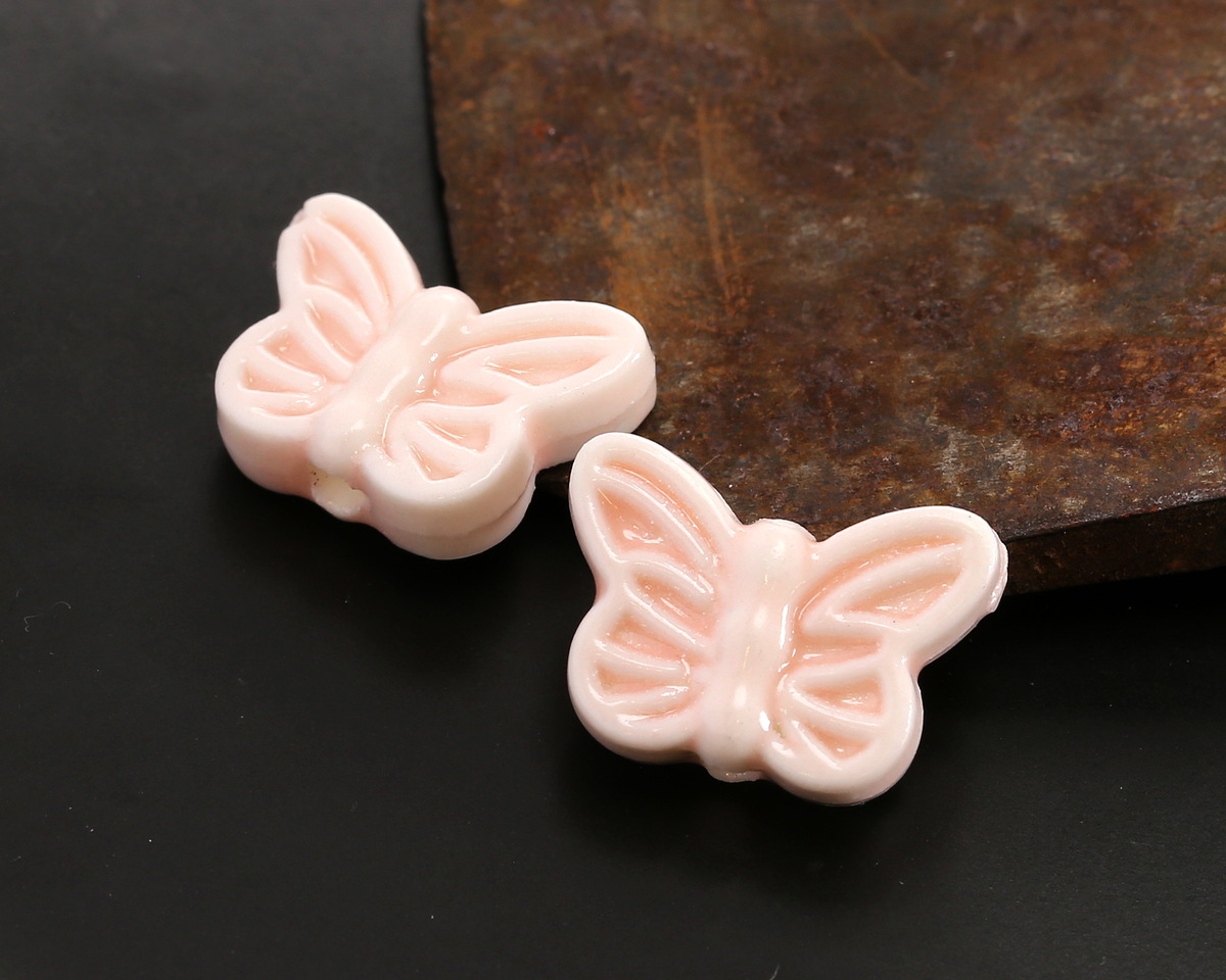 Light Rose Porcelain Butterfly 12x18mm