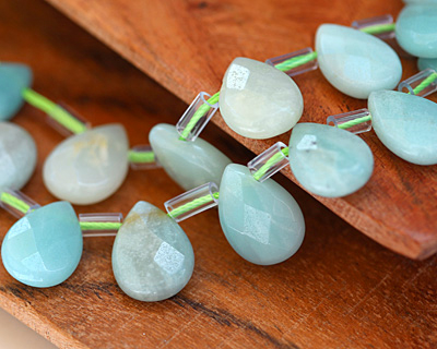 Amazonite Faceted Flat Teardrop 10-11x14-15mm