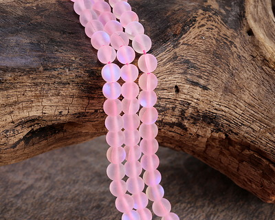 Pink Fused Glass AB (matte) Round 6mm