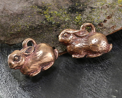 Green Girl Bronze Tiny Bunny Charm 15x10mm