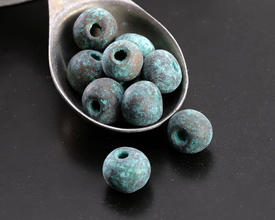 Mykonos Metalized Ceramic Copper Patina Rondelle 8.5x10mm