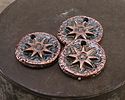 Mykonos Antique Copper (plated) Sun Coin Focal 22mm