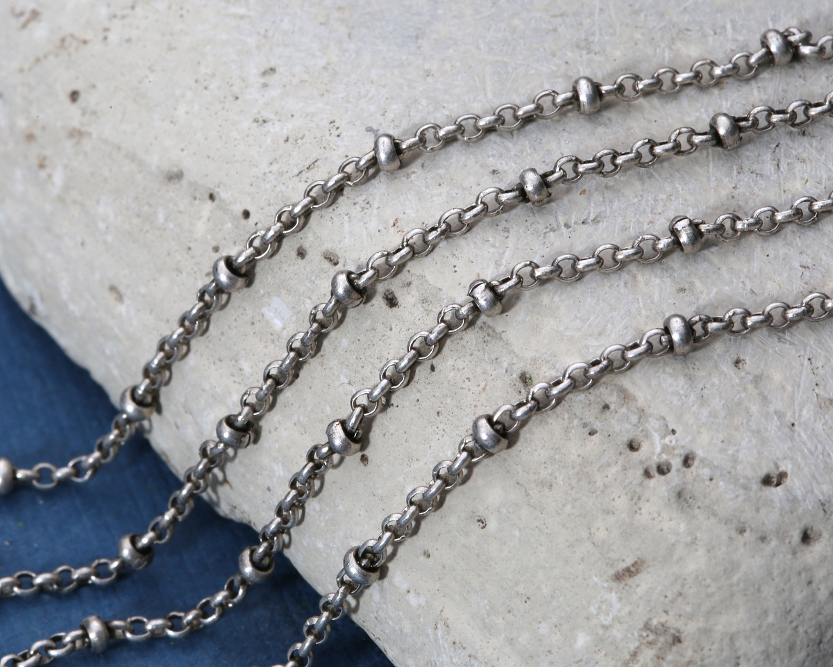 Antique Silver (plated) Rollo Satellite Chain, 5' Package