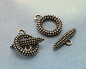 Antique Brass (plated) Beaded Toggle Clasp 19x16mm, 20mm Bar