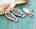 Antique Silver (plated) Fish Impression Focal Link 27x10mm