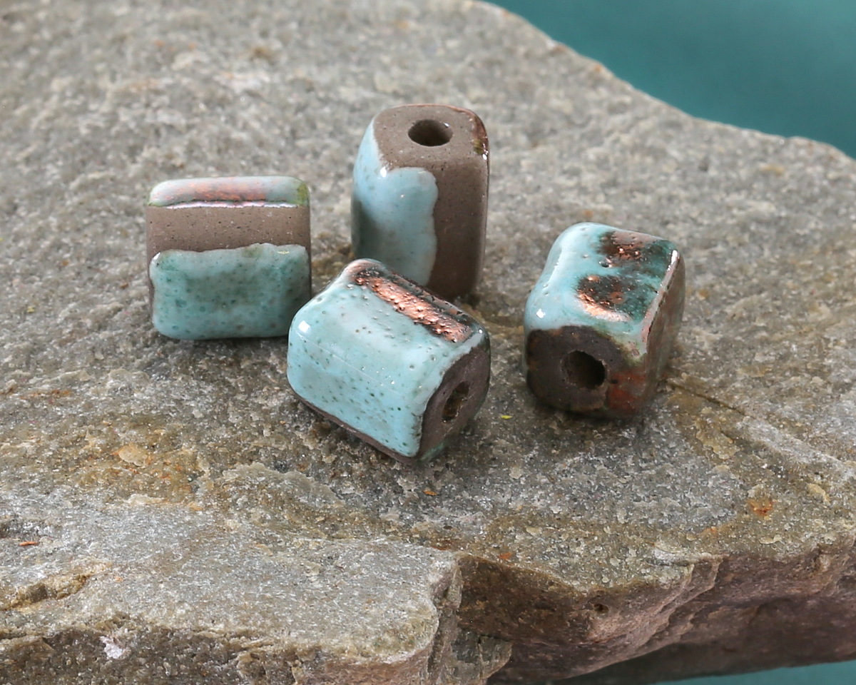 Mykonos Ceramic Raku Metallic Frosted Copper Square Tube 11mm
