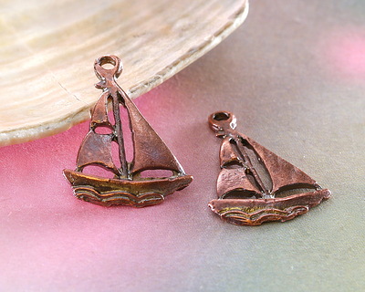 Mykonos Antique Copper (plated) Sailboat Focal 16x21mm