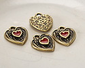 TierraCast Antique Brass (plated) Red Enamel Heart in Heart Shaped Focal 12.5x14mm