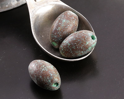 Mykonos Metalized Ceramic Copper Patina Rice 20x12mm
