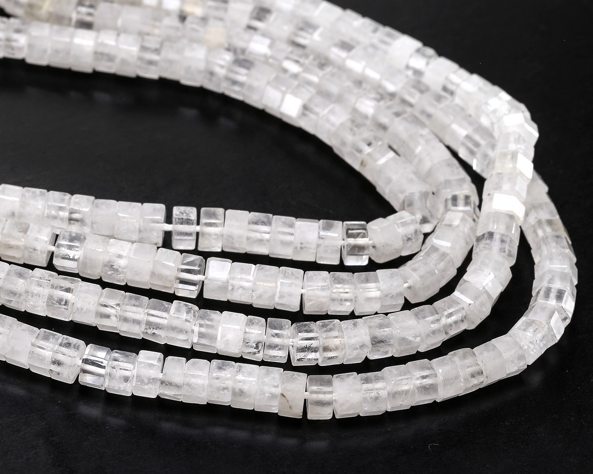 Rock Crystal Quartz Microfaceted Heishi 3x6mm