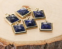 Lapis w/ Gold Finish Faceted Square Focal 10x13mm