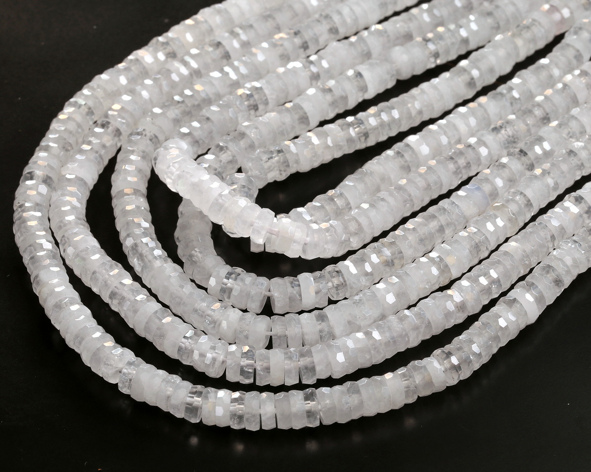 Rock Crystal Quartz Microfaceted Heishi 2x6mm