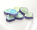 Czech Glass Thistle AB Starburst Heart 13x14mm
