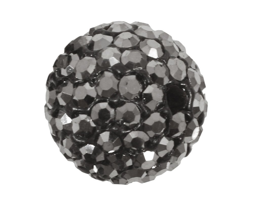 Jet Hematite Pave Round 12mm